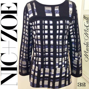 NWOT NIC+ZOE Geometric Sweater Black Side Panels